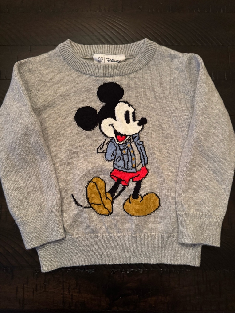 Gap Sweater Boys 2T Gray Mickey Mouse Disney Knit Pullover Crewneck Sweatshirt